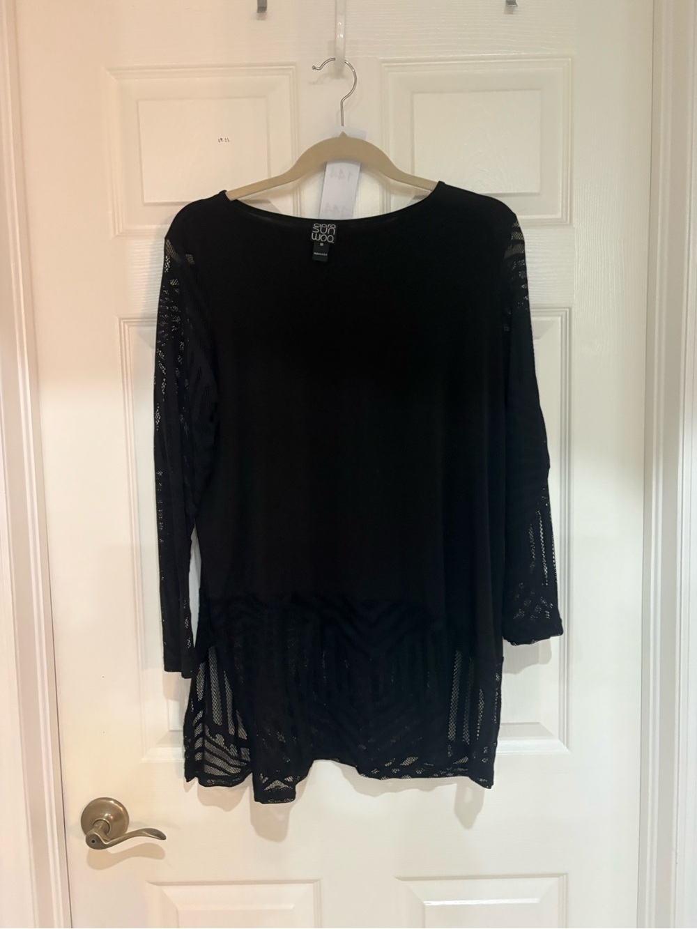 Clara Sun Woo Black Lace-Panel Long Sleeve Tunic — Medium